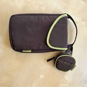 Babyboom Brown Wipes Pouch with Lime Trim